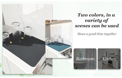 Large Kitchen Super Absorbent Mat Coffee Dish Draining Mat Drying Mat Quick Dry Bathroom Drain Pad Kitchen Faucet Placemat - AMULET RING STORE