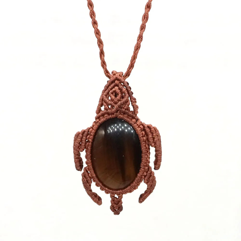 Natural Stones Tear Water Drop Pendant Crystals Healing Handmade Thread Rope Wrap Braided Macrame Chain Necklace Jewelry Gifts - AMULET RING STORE