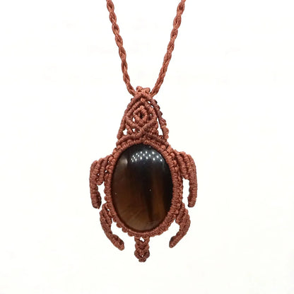 Natural Stones Tear Water Drop Pendant Crystals Healing Handmade Thread Rope Wrap Braided Macrame Chain Necklace Jewelry Gifts - AMULET RING STORE