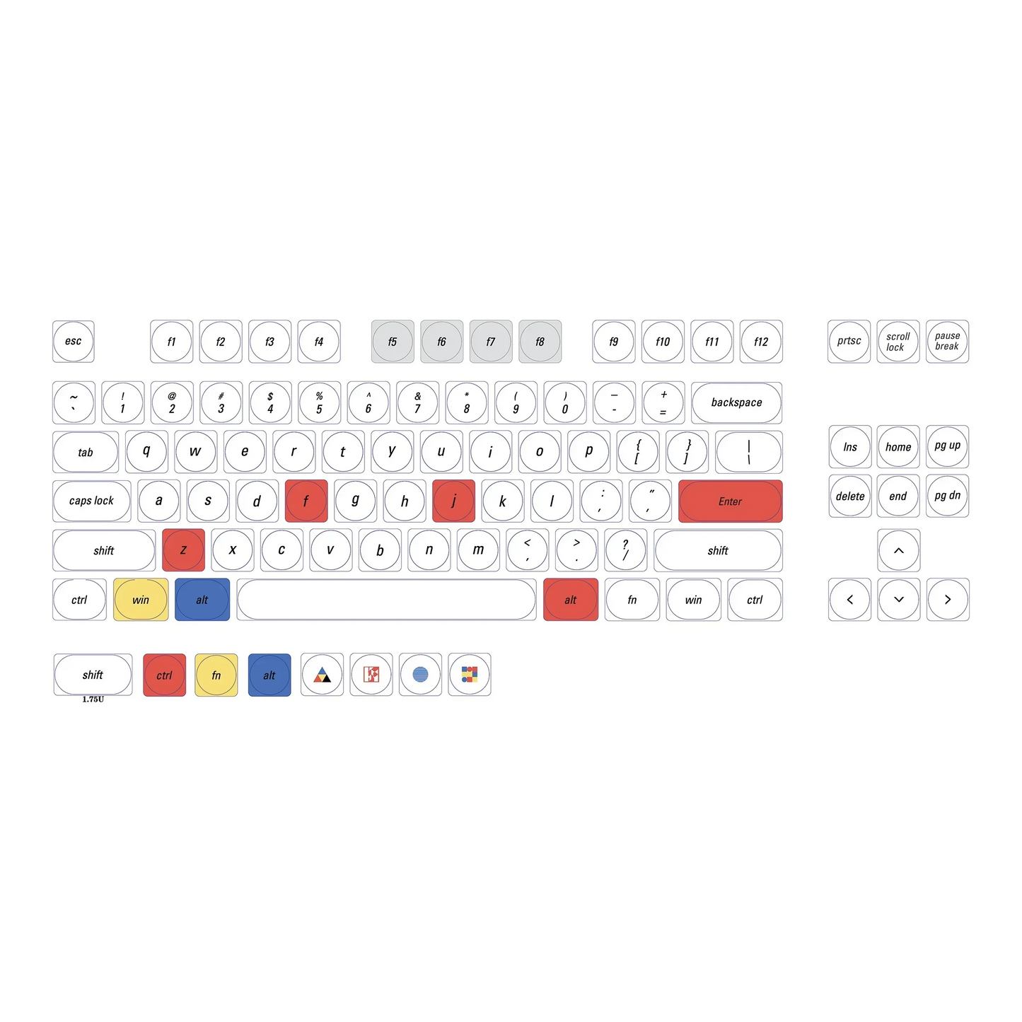 LCK Time Theme Keycaps Set PBT Custom Mondrian Keyboard Cap Low Profile Original Office Gaming KeyCap for Mechanical Keyboard