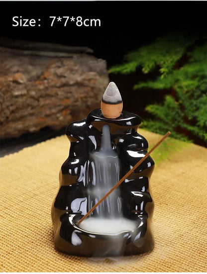 Creative Ceramic Backflow Incense Burner Crafts Office Home Decoration Mountain Incense Holder Buddhist Supplies - AMULET RING STORE