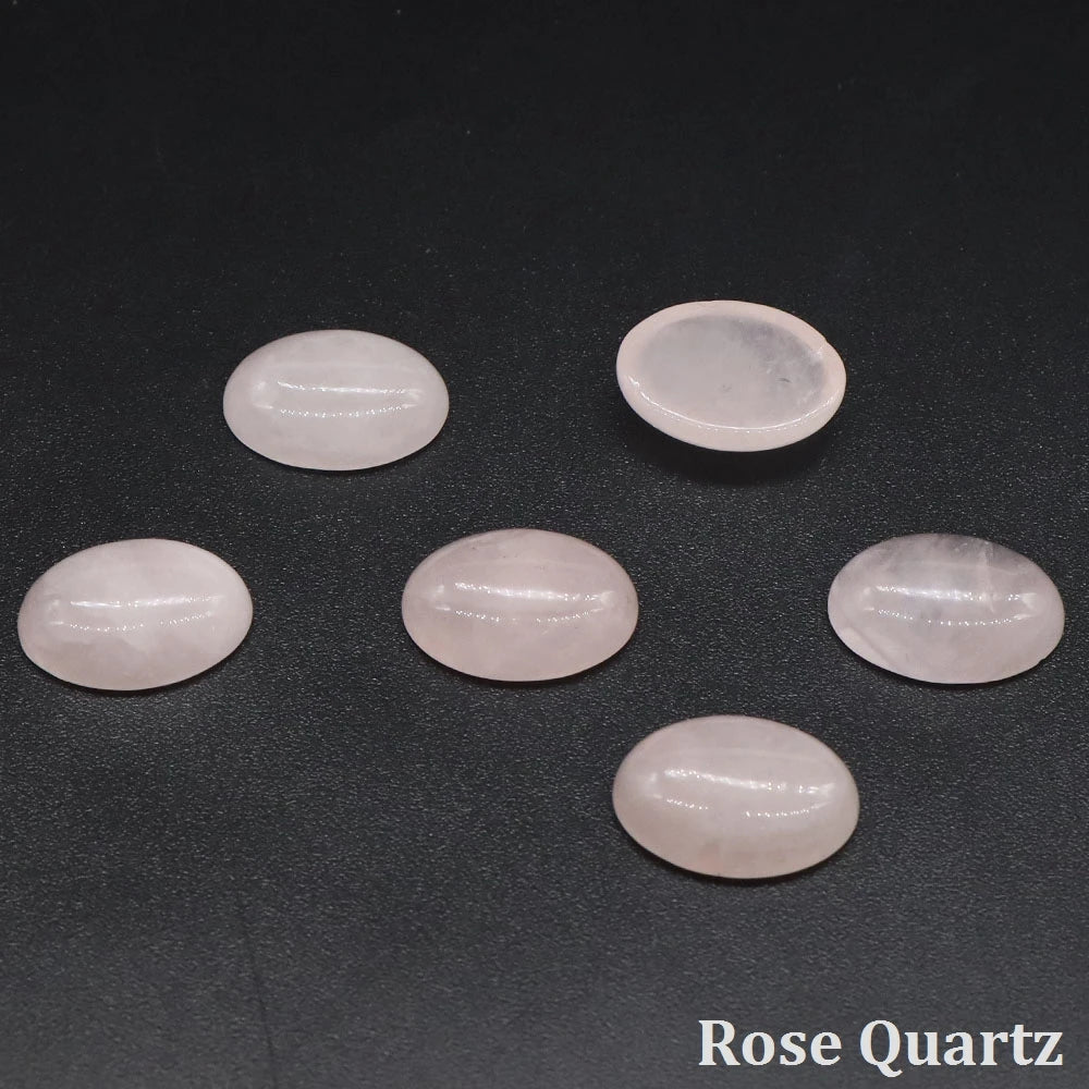 5pcs/Lot Natural Crystals Stone Oval Cabochon Beads Flat Back Cab Cameo DIY Ring Pendant Necklace Jewelry Making Accessories