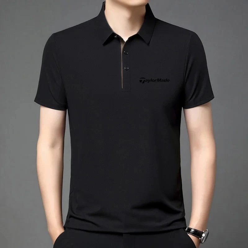 Fashionable Classic Men's Summer New Golf Collar Business Leisure Style Luxury Brand Letter Printed High end Leisure T-shirt