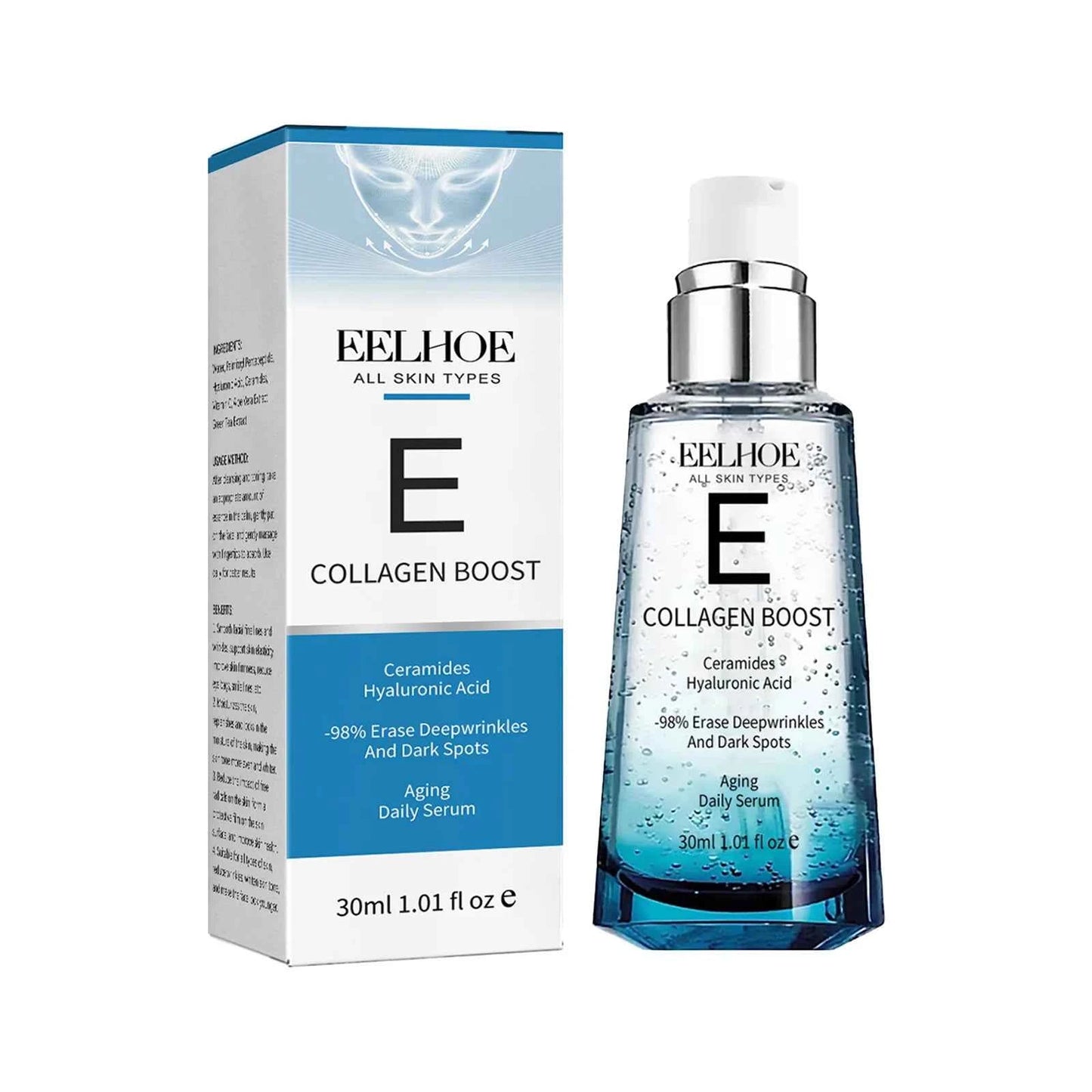 EELHOE 30ml Collagen Boost Aging Serum Firming Skin Fade Fine Lines Wrinkles Dark Spots Correcting Nourishing Essence Skin Care
