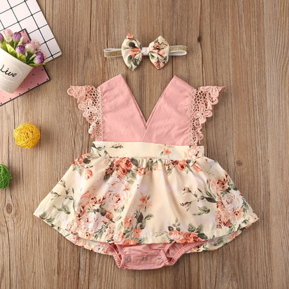 Baby Girl Dress New 2-piece Red Flower Baby Clothing Newborn Girl Lace Dress Princess Skirt Clothing 0-24M Princess Dress - AMULET RING STORE