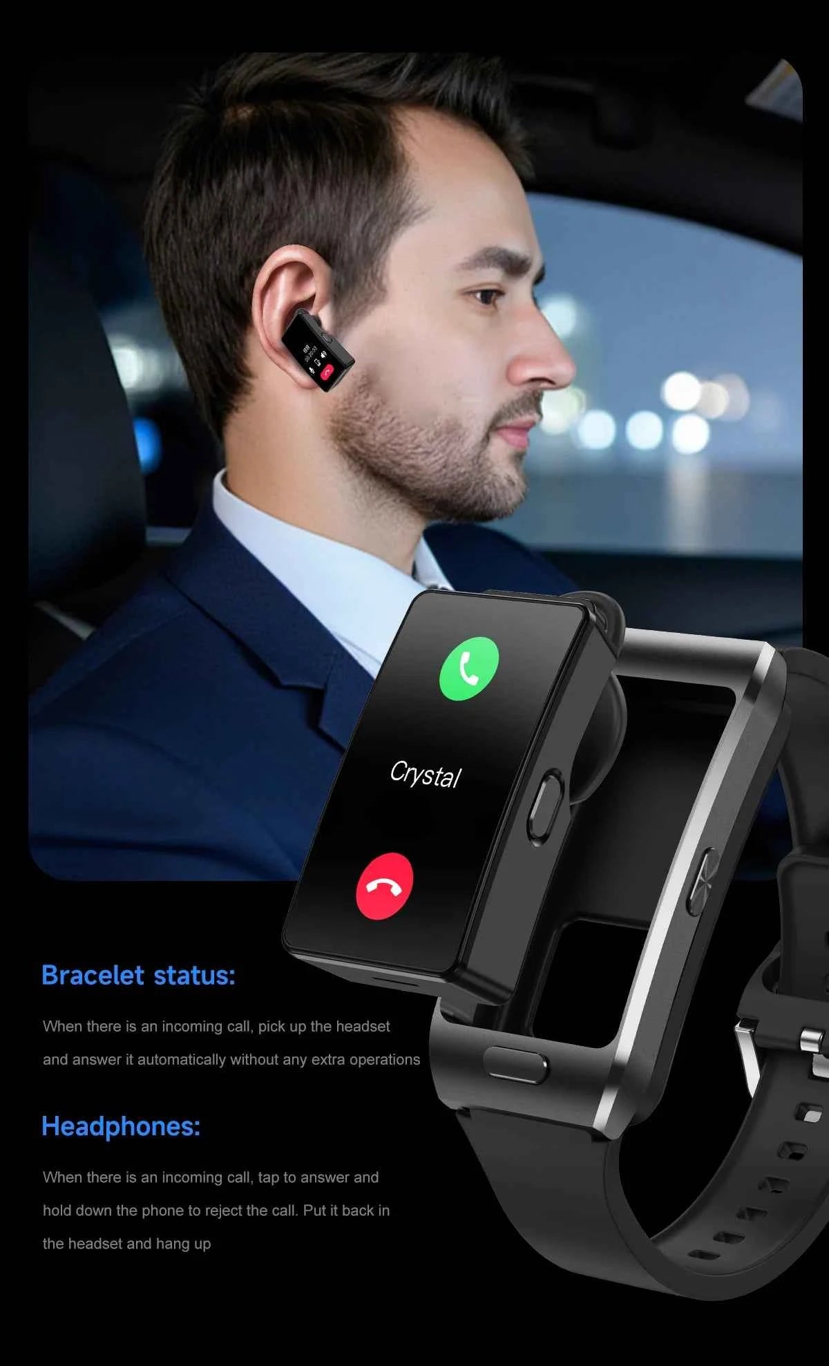 LIGE 2 In 1 TWS Headset Smart Watch 1.57" Men Women GPS Sports Fitness ECG Heart Rate Watches Bluetooth Call Music Smartwatch