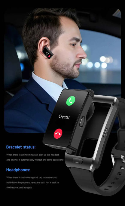 LIGE 2 In 1 TWS Headset Smart Watch 1.57" Men Women GPS Sports Fitness ECG Heart Rate Watches Bluetooth Call Music Smartwatch