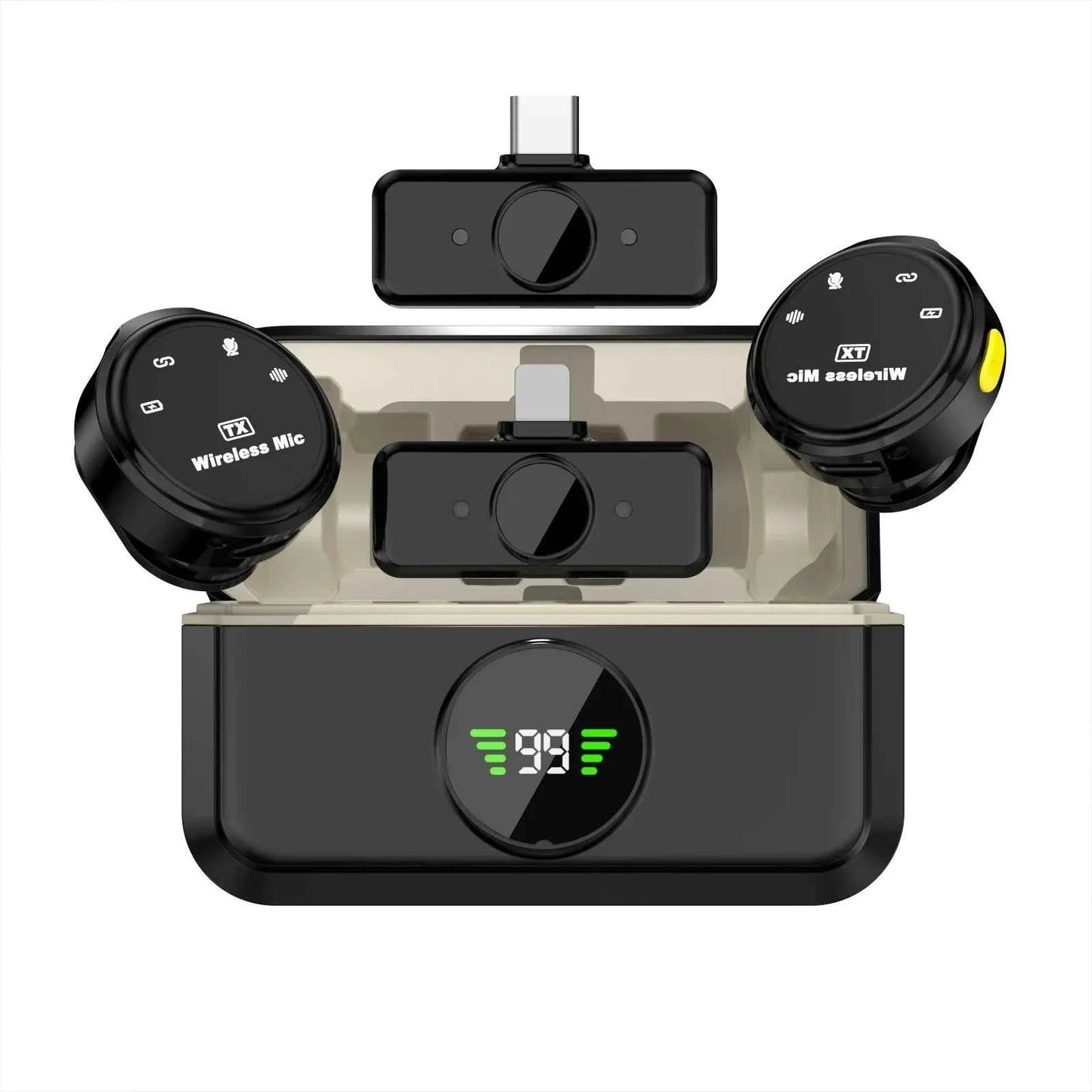 Basix Wireless Lavalier Lapel Microphone for iPhone iPad Android Outdoor live streaming Recording Interview with Magnetic Clip