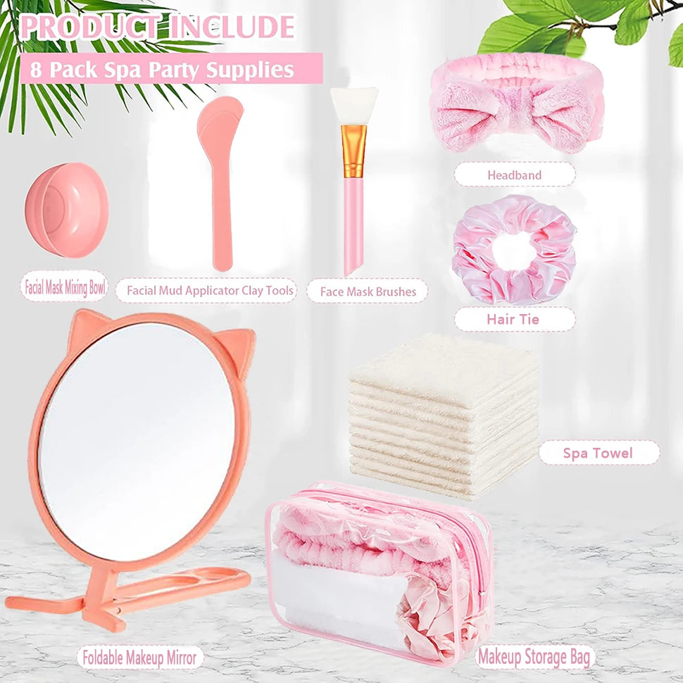 6-18 Sets Kids Pink Spa Party Supplies for Girls Makeup Sleepover Kit Spa Birthday Party Favors Supplies Gift for Children - AMULET RING STORE