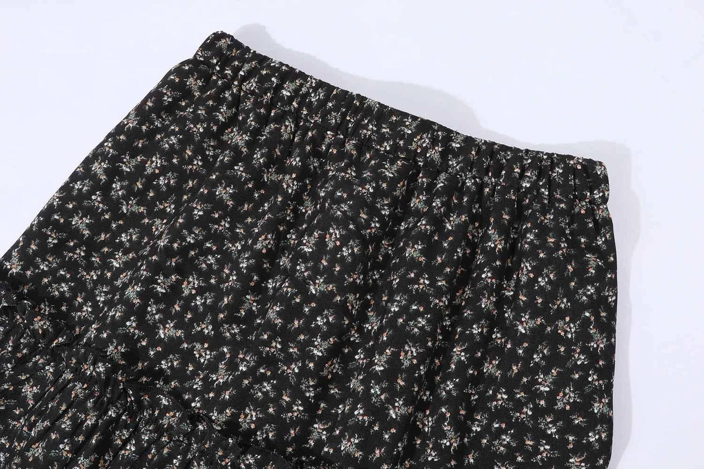 High Waist Vintage Floral Printed Women's Umbrella Skirts 2025 New Spring Autumn Black Casual Loose Straight A-line Skirt Female