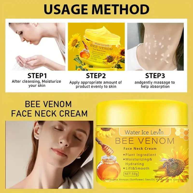 Bee venom Neck cream Moisturizing Sagging Improvement Reduce Fine Lines Damaged Skin Repair Facial Cream Nourishing Skin Care - AMULET RING STORE