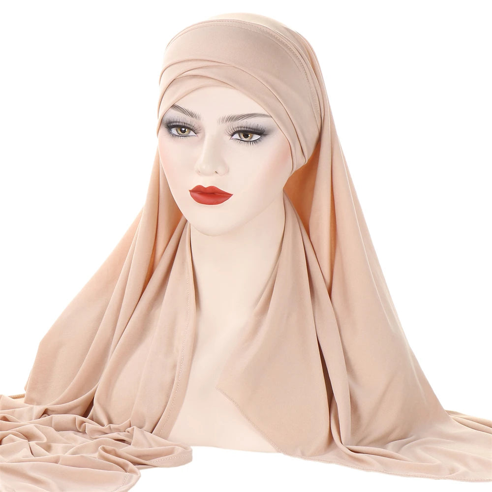 Milk Silk Muslim Cap Plain Islamic Scarf Head Wraps Headband Underscarf Turban Hats Malaysia Baotou Caps Instant Amira Hijabs - AMULET RING STORE