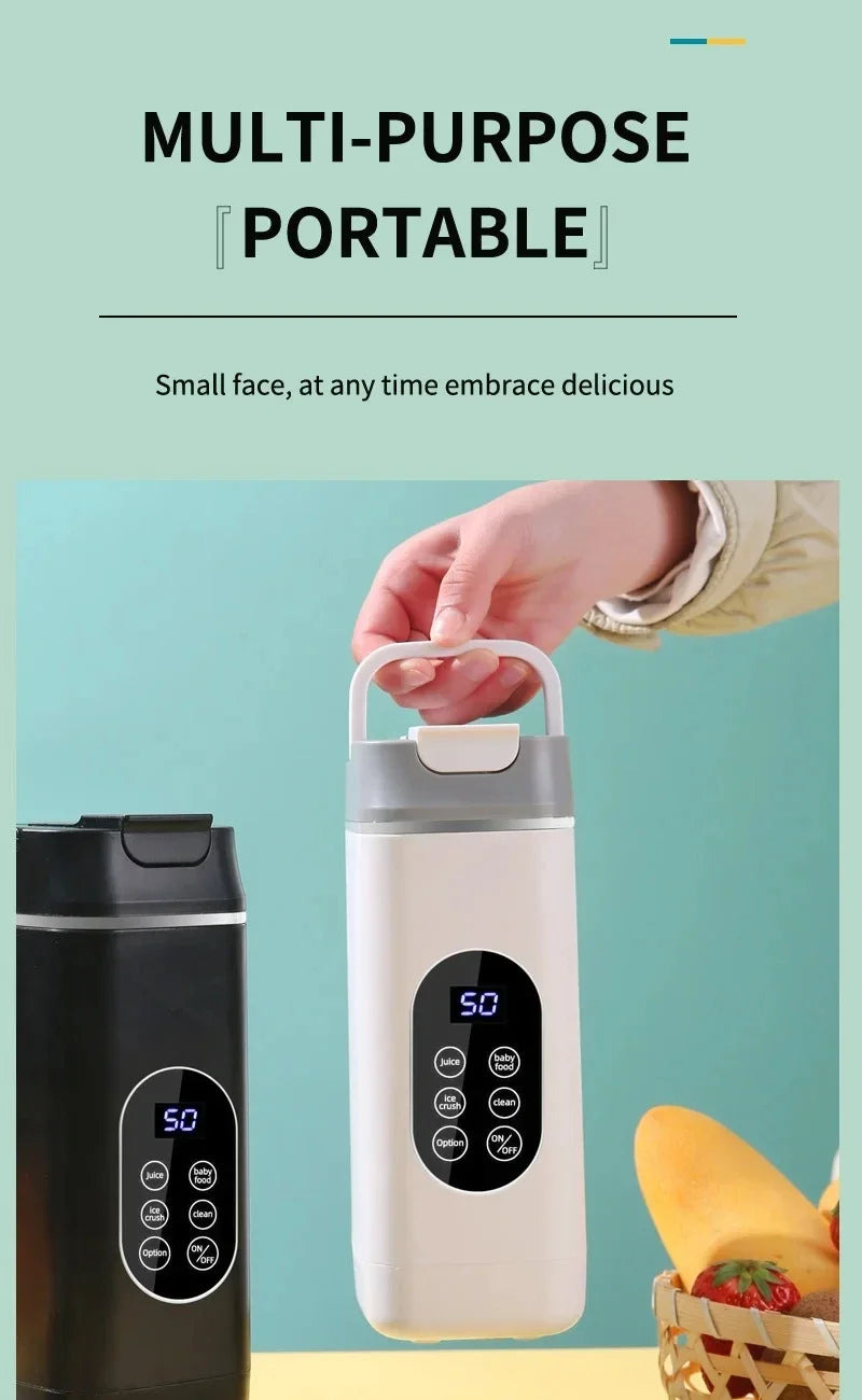 Electric Blender Rechargeable Portable Juicer USB Charging Hand Blender Electric Fruit Juicer 12 Blades Crushed Ice Juicer Cup - AMULET RING STORE
