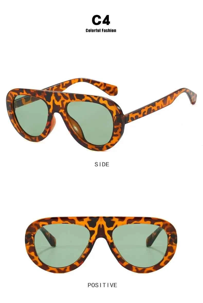 Y2K Retro Round Small Sunglasses Trendy Leopard Print Glasses Vintage Unisex Eyewear for Women Men Bold Fashion Accessories