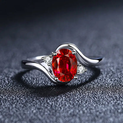 Brand new S925 sterling silver pigeon blood ruby ring, adjustable, luxurious engagement jewelry gift