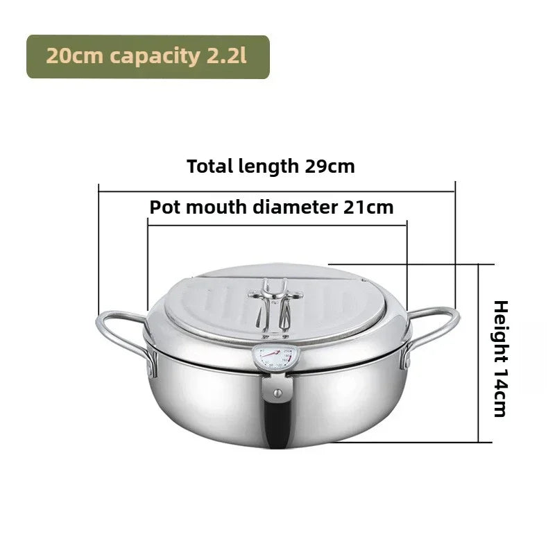 Multifunctional deep fryer with Thermometer and Oil Drip Drainer Rack