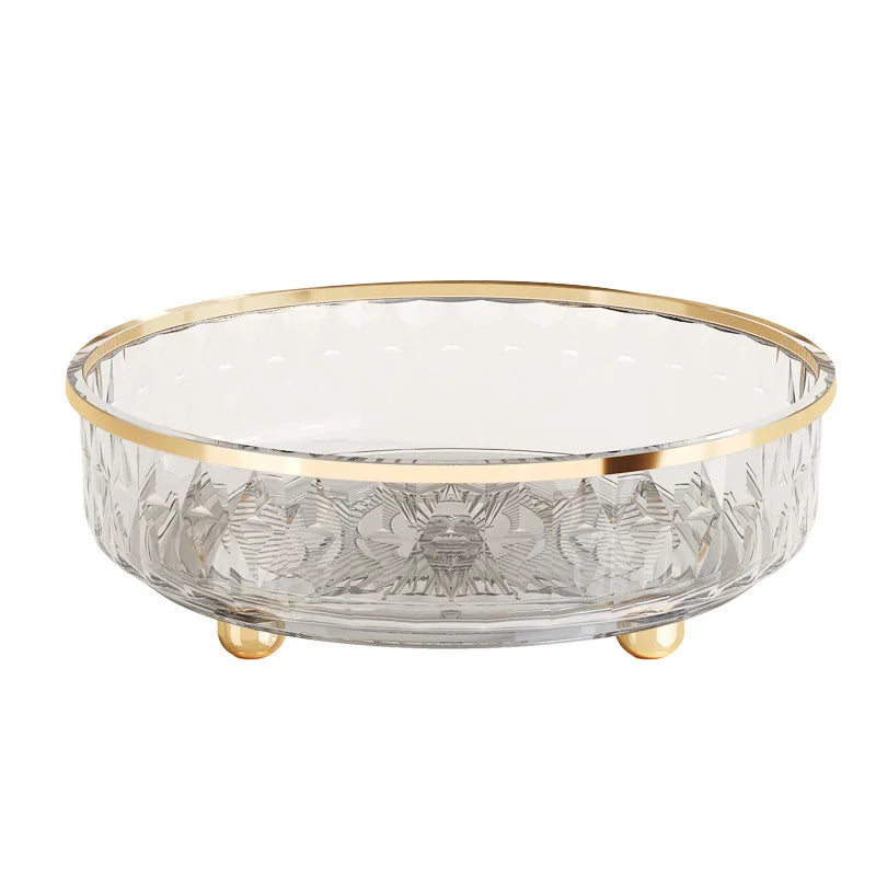 360° Rotating Condiment Rack Multi-functional Kitchen Condiment Round Storage Rack Plastic Transparent Fruit Bowl Container - AMULET RING STORE