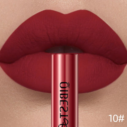 QIBEST Matte Liquid Lipstick Waterproof Long Lasting Velvet Lip Gloss Tint Tube Matte Nude Pigment Red Lipgloss Lips Makeup - AMULET RING STORE