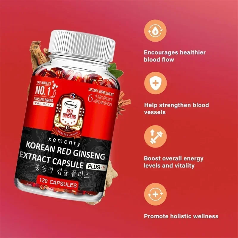 Korean Red Ginseng Supplement - Supports Overall Health, Boosts Energy Production, Relieves Stress, and Strengthens ImmunitySupp - AMULET RING STORE