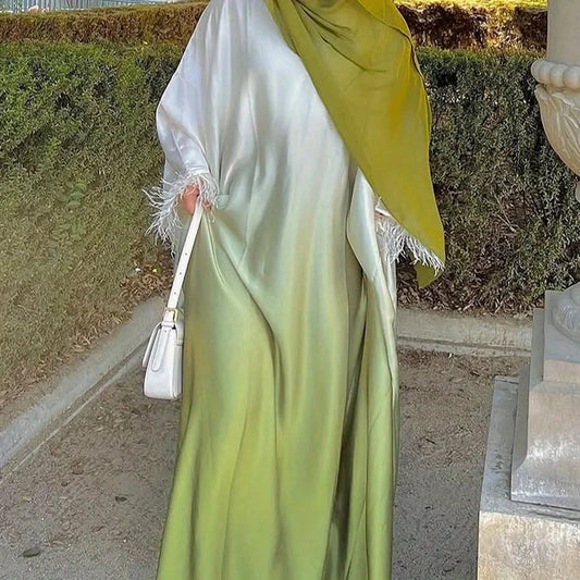 Middle Eastern Loose Abaya Muslim Full Sleeve Open Front Abayas Elegant Turkey Kaftans Women Jilbabs Islamic Maxi Dresses - AMULET RING STORE