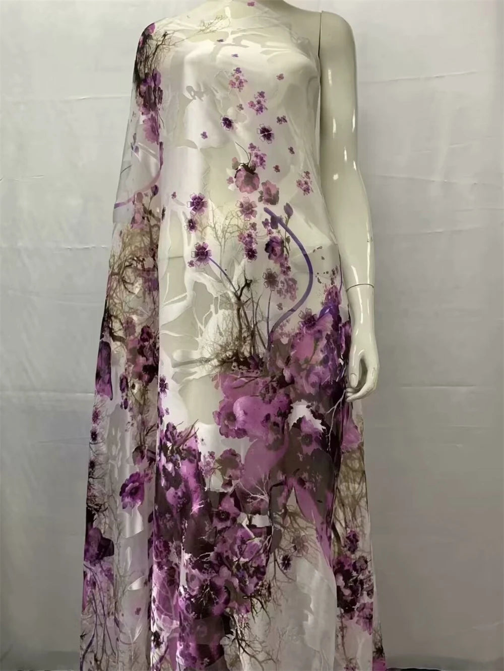 Nigerian Silk Fabrics French Lace Tulle Scarf Burnt-Out Silk Dirac African Fabrics