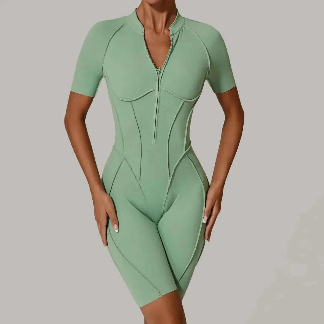 Seamless Yoga Jumpsuit Sports Fitness Backless Tight Zipper Long-sleeved One-Piece Workout Clothes Gym Leggings Sportswear