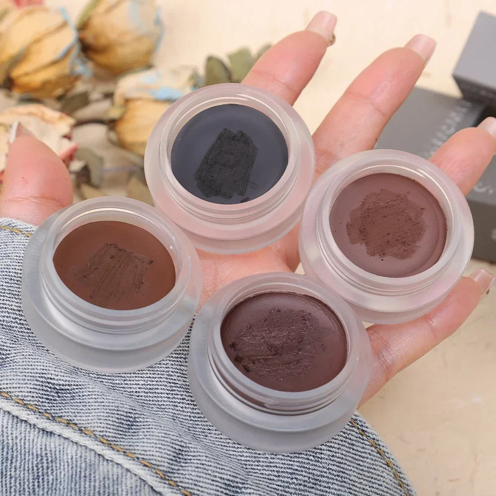 2 in 1 Eyeliner Eyebrow Gel Cream with Brush Waterproof Long-lasting Matte Black Brown Easy Wear Eyeliner Korean Makeup Cosmetic - AMULET RING STORE