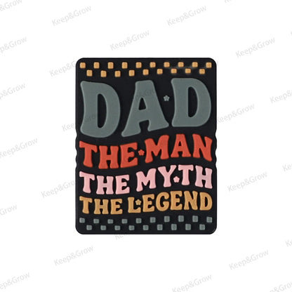 5/20/50Pcs Best Legends Dad Themed Silicone Beads for Jewelry Making Father's Day Focal Beads DIY KeysChain Accessory Decoration - AMULET RING STORE