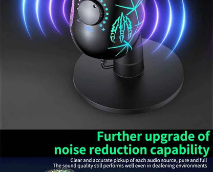Gaming Microphone USB Microphone for PC Condenser Podcast Mic for Studio Recording with Headphone Jack, Led, Noise Cancellation