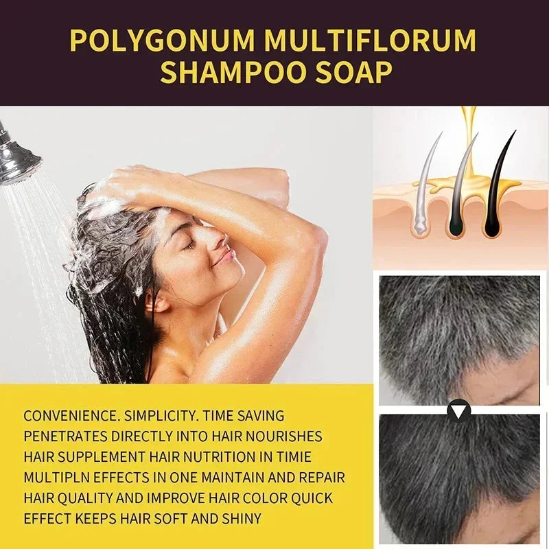 500ml Natural Herbal Hair Dye Shampoo 3 in 1 Change Hair Color Gray Hair to Dark Brown Black Deep Nourishing Fashion Hair Care - AMULET RING STORE