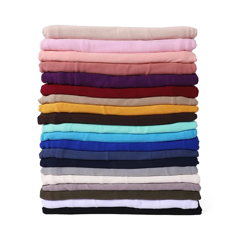Newest Milk Silk Jersey Hijabs for Women Soft Warm Muslim Woman Turban Hoofddoek Headscarf Good Stitch Stretch Jesey HIjab Scarf - AMULET RING STORE