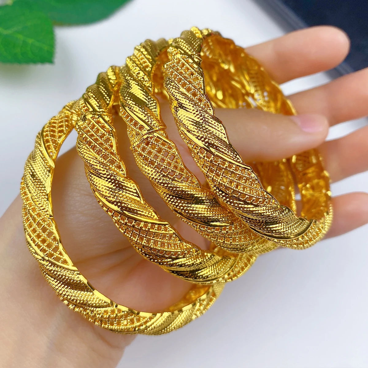 ANIID Women Charm Bracelet Bangle 24K Gold Color Jewelry Dubai Flower Bangle Brand African Designer Ethiopian Hawaiian Jewelry - AMULET RING STORE