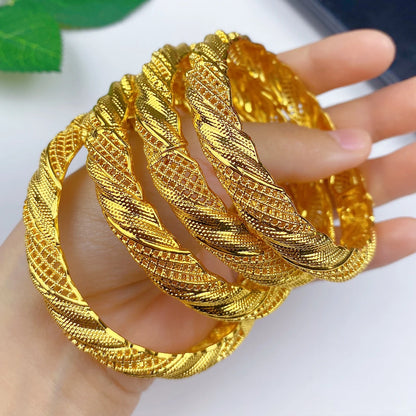 ANIID Women Charm Bracelet Bangle 24K Gold Color Jewelry Dubai Flower Bangle Brand African Designer Ethiopian Hawaiian Jewelry - AMULET RING STORE