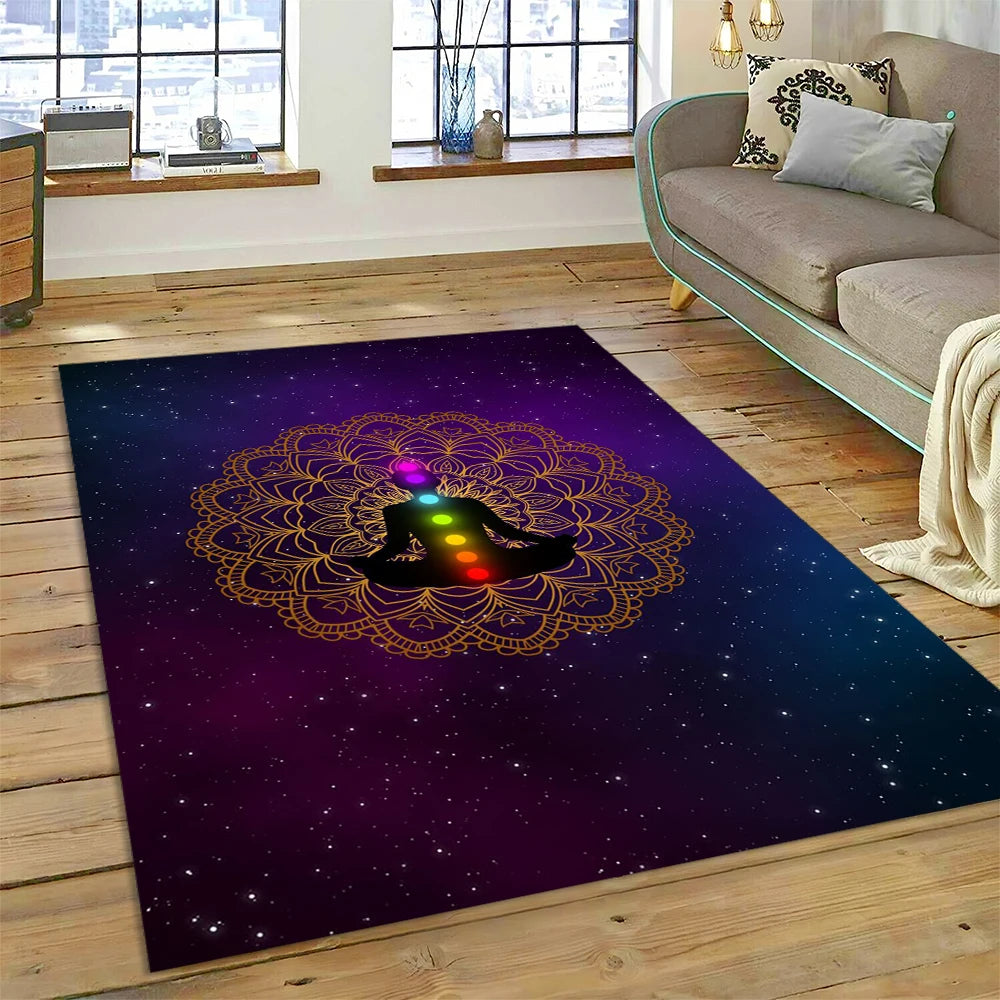 Naturalize Yoga Zen Meditation Rainbow 7 Chakra Carpet Rug for Home Living Room Bedroom Sofa Doormat Decor,Area Rug Non-slip Mat