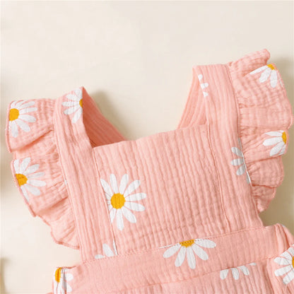 Infant Baby Girl Romper Clothes Ruffle Sleeveless Newborn Bodysuit with Headband Summer Jumpsuit Fashion Toddler Outfit Suit