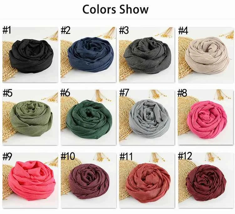 Autumn Winter New Cotton Linen Scarf For Women Girls Solid Color Sunscreen Scarves Soft Foulard Viscose Female Wrap Shawls