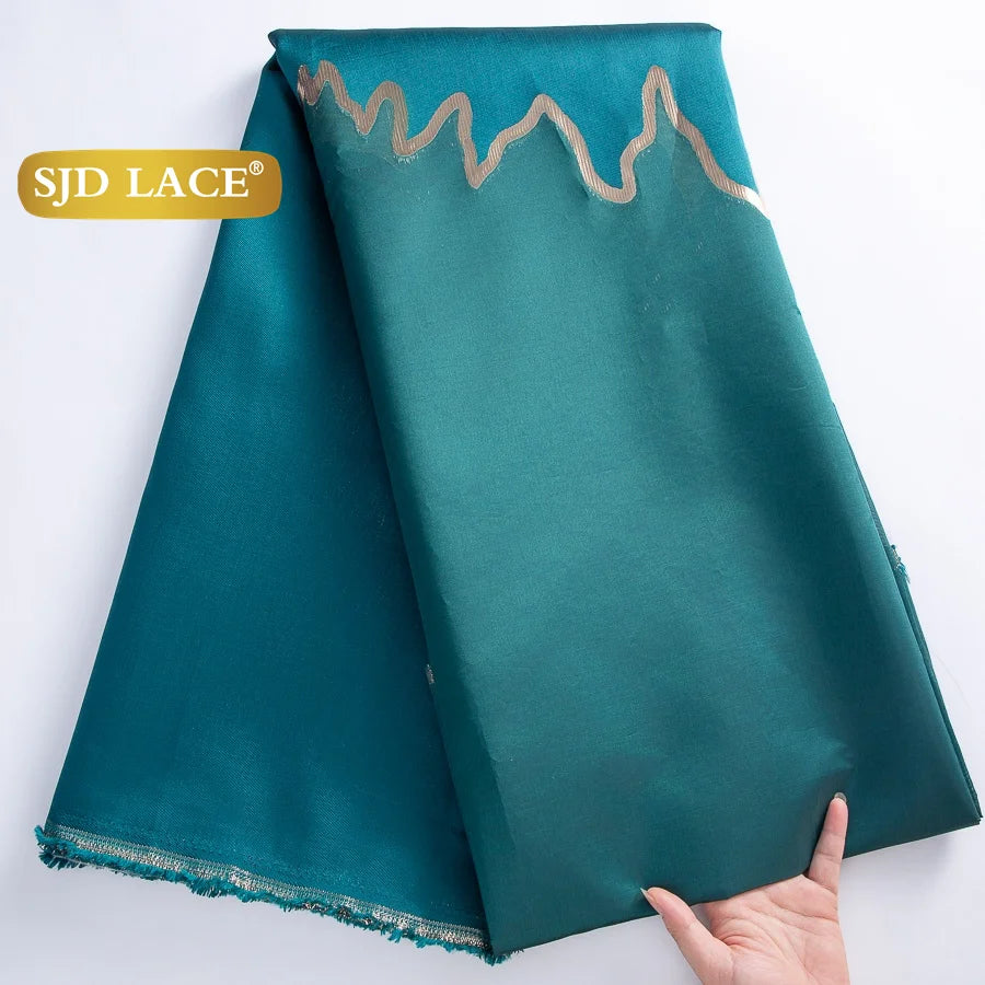 SJD LACE African Brocade Jacquard Lace Fabrics 2025 High Quality 5Yards French Gilded Lace For Sewing Women Party Dresses 3464