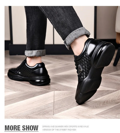 Men's Shoes Original Casual Leather Men Training Wear Resistant Sneakers Outdoor Male Treking Footwear Breathable Lace-up Shoes