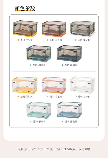 Transparent Storage Bin Foldable Storage Trunk Open Storage Box Home Wardrobe Clothes Organizer Large Capacity Sundries Box - AMULET RING STORE