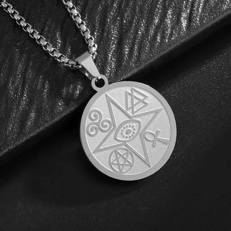 Seven Archangels Seal Necklace Pendant Solomon's Four-Word Seal Amulet Necklace