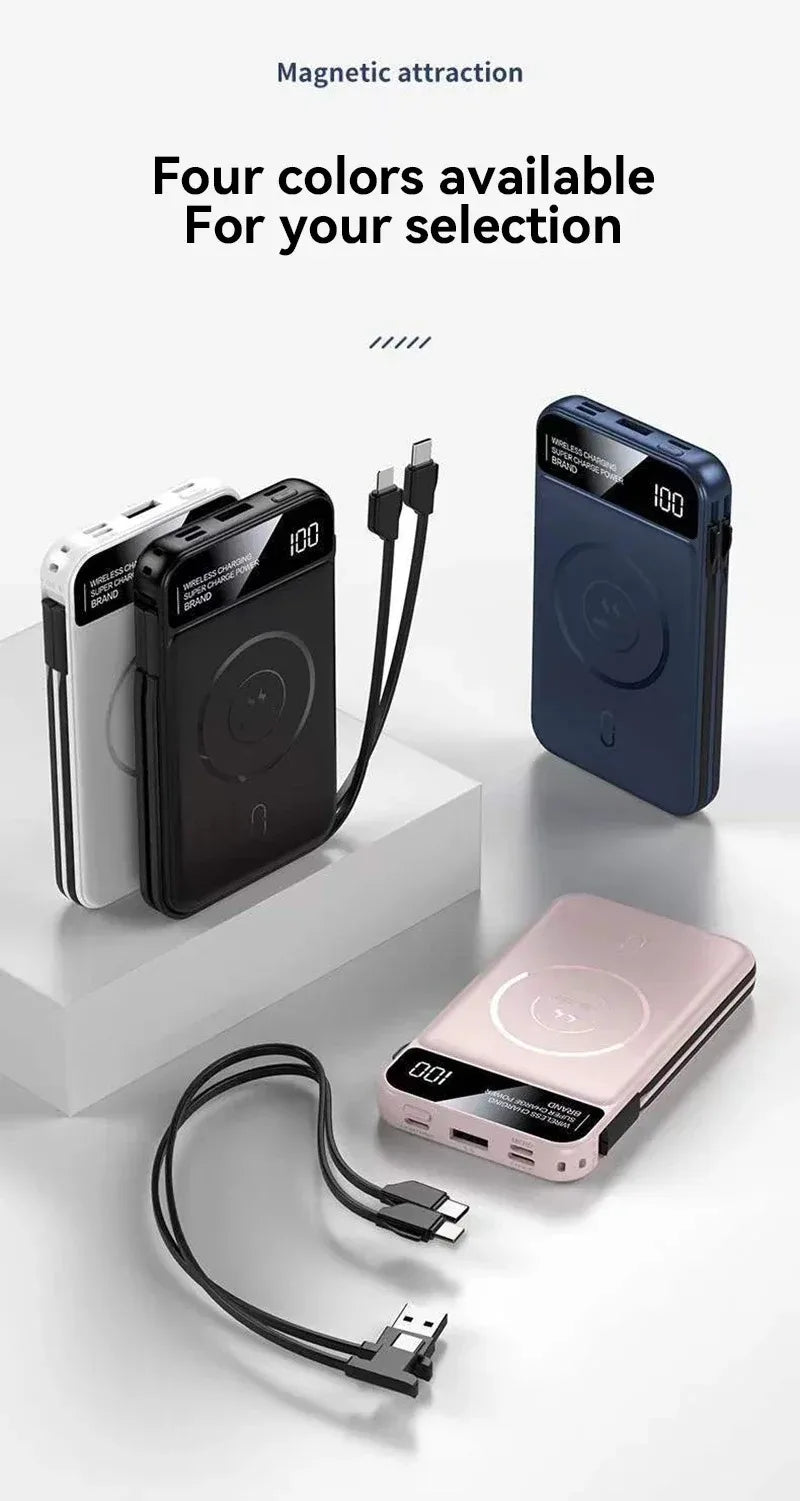 Xiaomi 50000mAh Portable Wireless Charging Power Bank Magnetic Charging Built-in Wire Mobile Phone Battery For Iphone Samsung - AMULET RING STORE