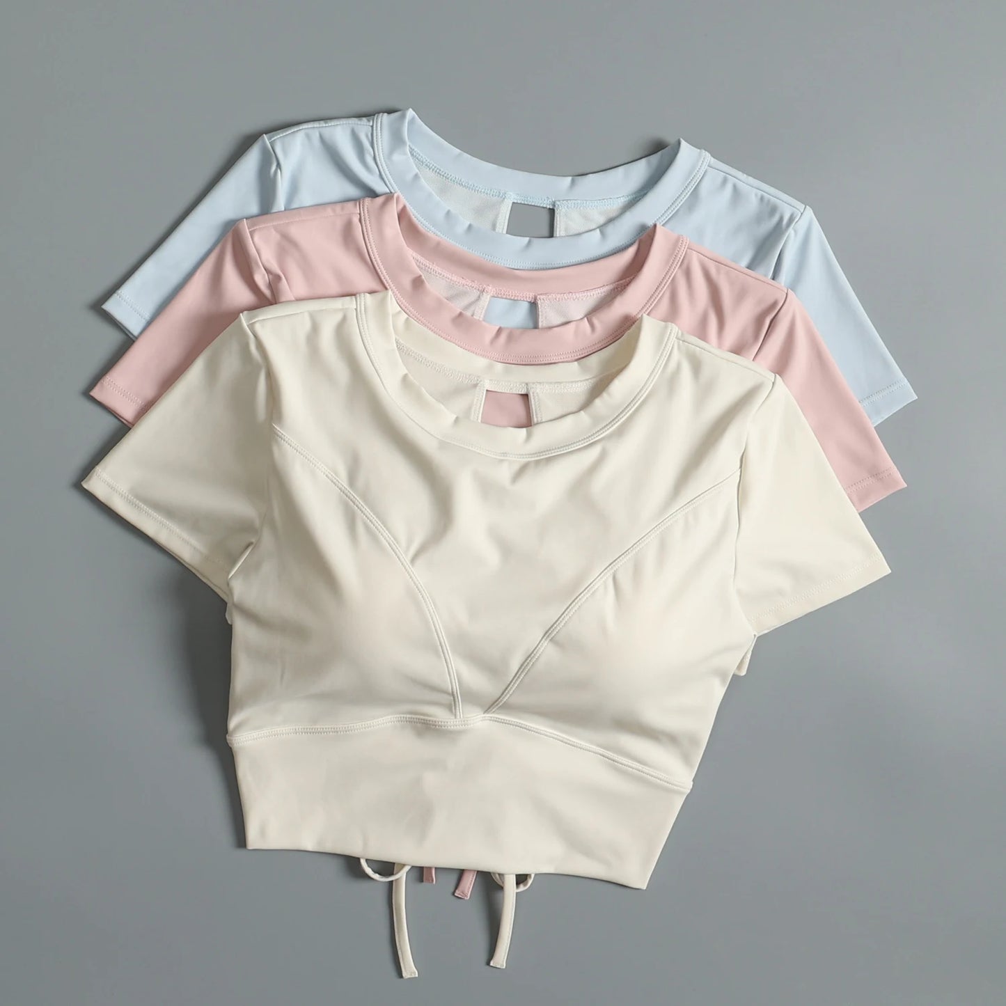 Yoga suit with chest pad sports beauty back fashionable quick-drying short-sleeved T-shirt running Pilates training fitness - AMULET RING STORE