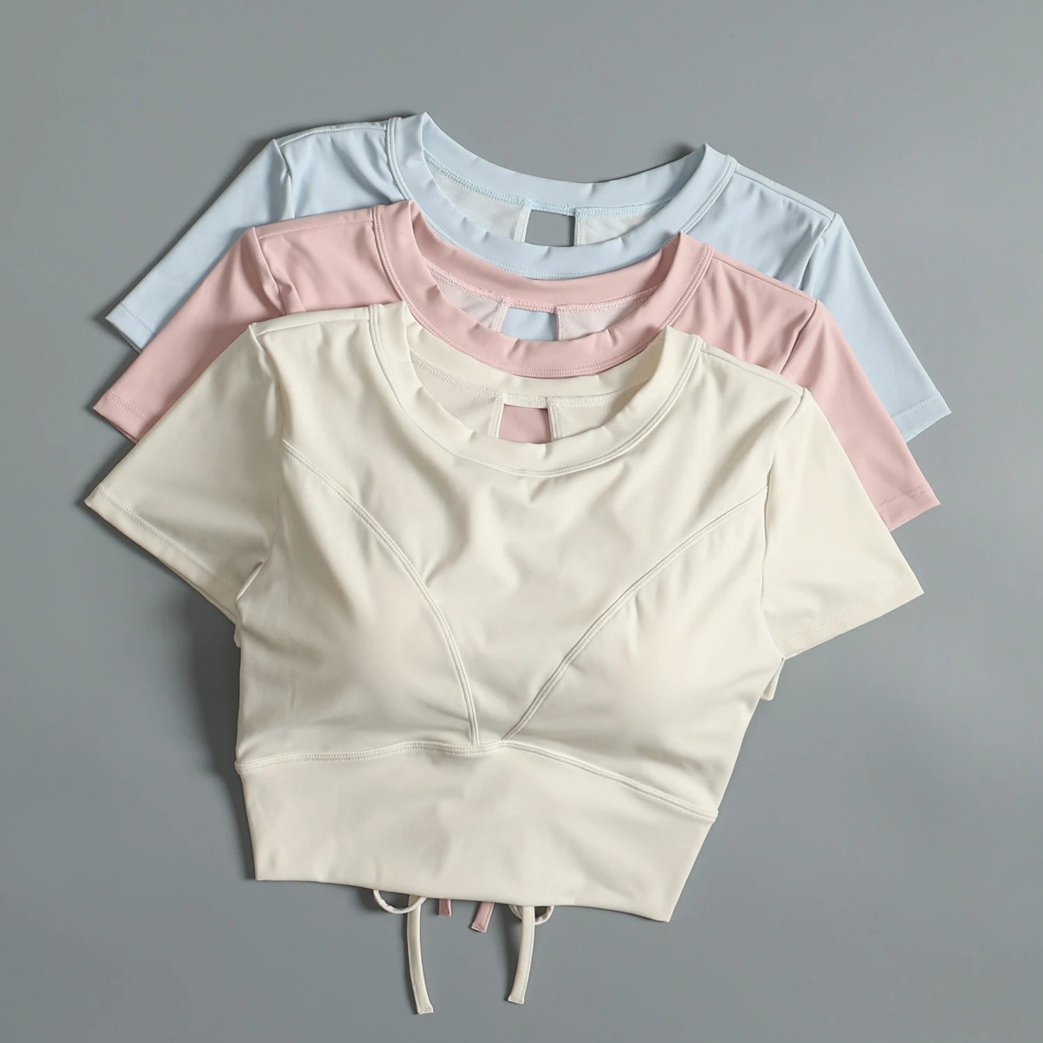 Yoga suit with chest pad sports beauty back fashionable quick-drying short-sleeved T-shirt running Pilates training fitness - AMULET RING STORE