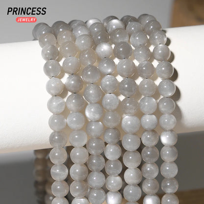 A+++ Natural Silver Grey Moonstone 6-10mm Loose Beads for Jewelry Making Bracelets Stone Beads DIY Accessories - AMULET RING STORE