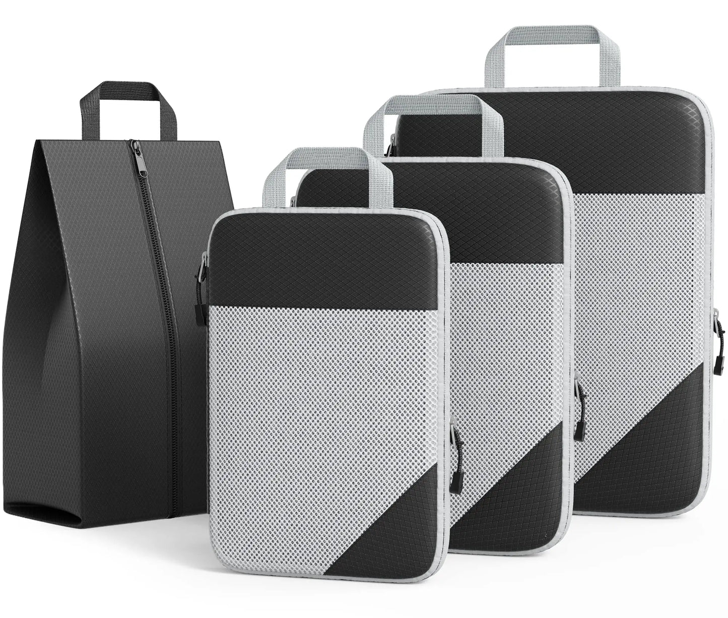 3/6PCS Compressed Packing Cubes Travel Storage Set With Shoe Bag Mesh Visual Luggage Organizer Portable Lightweight Suitcase Bag - AMULET RING STORE