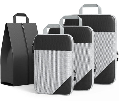 3/6PCS Compressed Packing Cubes Travel Storage Set With Shoe Bag Mesh Visual Luggage Organizer Portable Lightweight Suitcase Bag - AMULET RING STORE