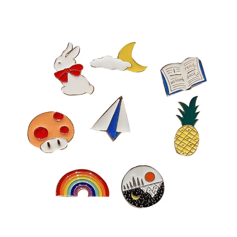 10-100PCS Cute Animal Plant Enamel Pins Random Metal Badges Lapel Brooches Decor Backpack Clothing Hat Bag For Women Kid Jewelry - AMULET RING STORE