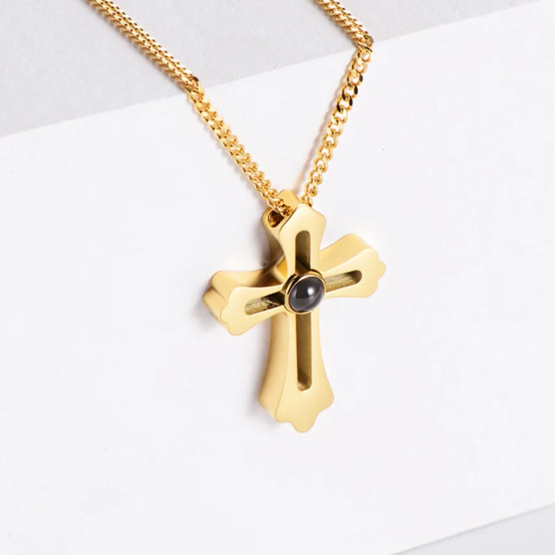 Fashion Projection Necklace Jewelry Personalized Photo Custom Cross Pendant Suitable For Male And Female Couples To Give Gifts - AMULET RING STORE