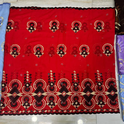 Sale 2025 New Dubai Islam Embroidered Shawl Soft Wool Jersey Hijab for Muslim Women Long Style New African Net for Spring Summer - AMULET RING STORE