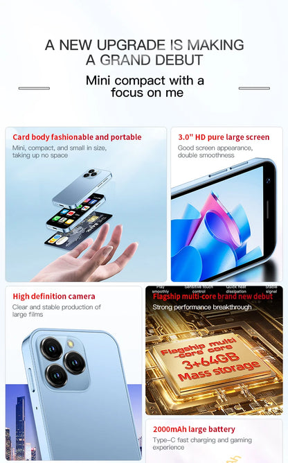 SOYES XS16/XS15 Mini Android Smartphone 3G/4G Network 2GB RAM 16GB ROM 3" Display 5MP Camera Dual SIM With Play Store WhatsAPP - AMULET RING STORE